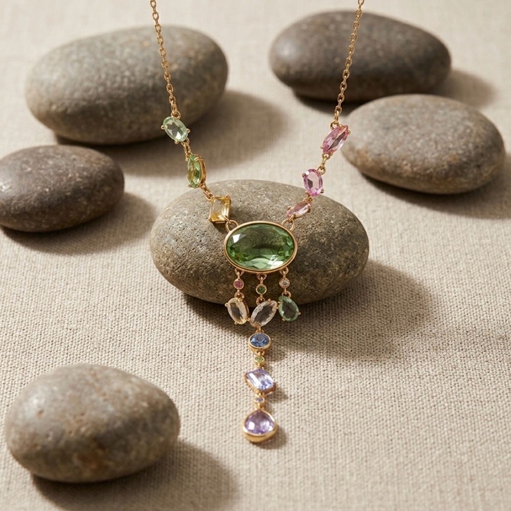 Swarovski Crystal exquisite CASCADE lariat in gold plating NWT colorful sparkle - Picture 8 of 8